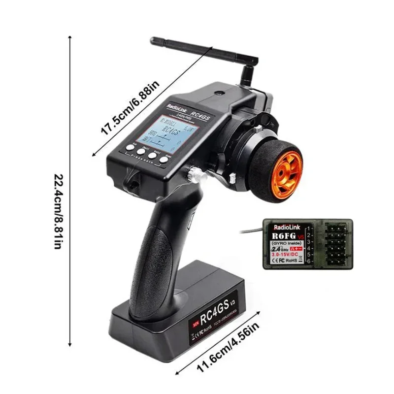 

Radiolink RC4GS V3 4-канальный FHSS RC-передатчик, пульт дистанционного управления R6FG/R7FG с гироскопом для RC автомобиля, грузовика, гусеничного автомобиля, модель Wltoys