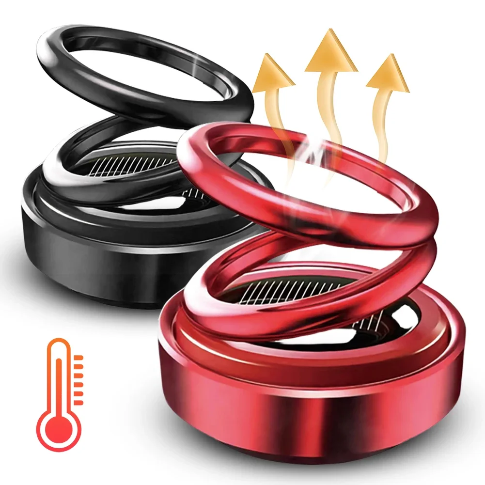 Solar Car Perfume Diffuser Fast Heating Car Aromatherapy 360 Rotation Double Ring Interior Decoration Rotating Car Air Freshener