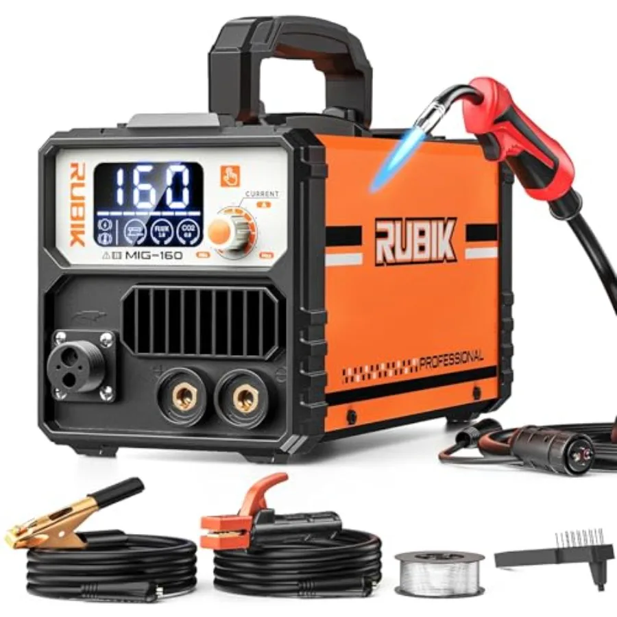 

160A MIG Welder, 3 in 1 Gasl Welder, Flux MIG/Lift TIG/Stick MultiProc Mig Welder, 110V Welding hine, IGBT Inverter Synergic Co