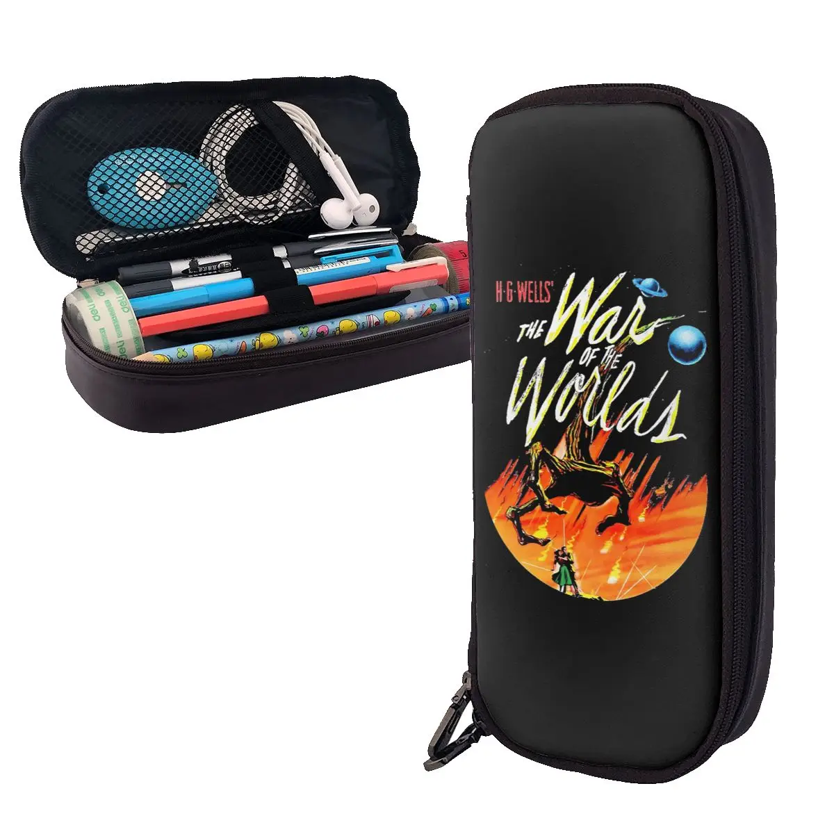 

War Of The Worlds Leather Pencil Case Pencil Pouch Storage Stationery Supplies Pen Box Pencil Bag for Students Gifts
