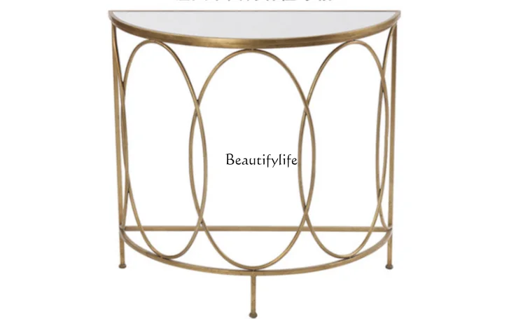 

Nordic Minimalist Semicircle Console Tables Wall Marble Light Luxury Home Modern Side View Corridor