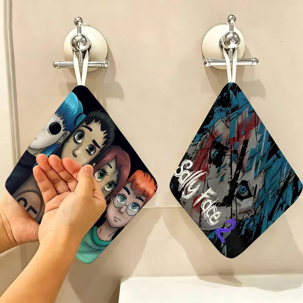 Classic Anime Horror Game Sally Face Soft Polyester Cotton Towel, Hanging Kitchen Style Hand Wiping Cloth for Restaurant Home
