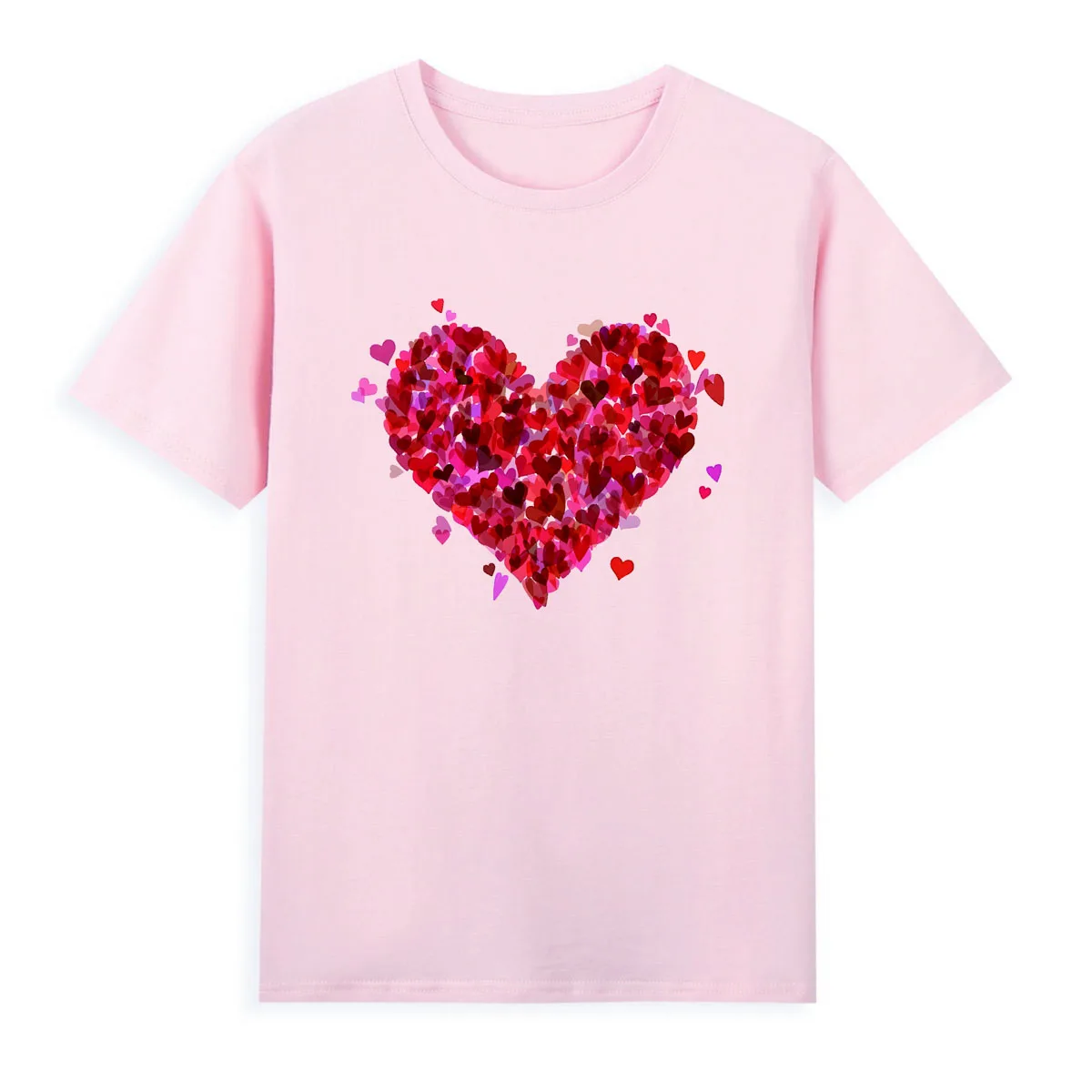 

Beautiful Heart Printing 2D T-shirt New Style Pink Shirts Original Brand Women Summer Tops Fashion Tees