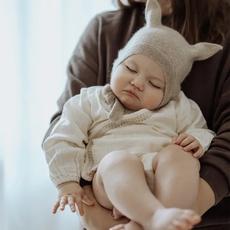 Baby Animal Shaped Wool Hat Cute Cat Ears Laced Hat Babies and Toddlers Autumn Rabbit Ears Beanie Kids Bunny Hat