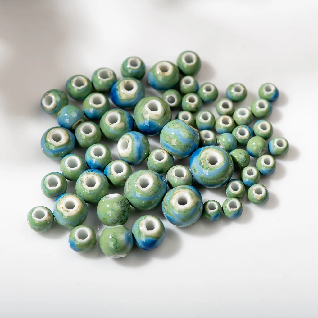 6-12mm Blue Round Standard Ceramic Bead Jewelry Bracelet Necklace Making Material Loose Beads Wholesale Z614