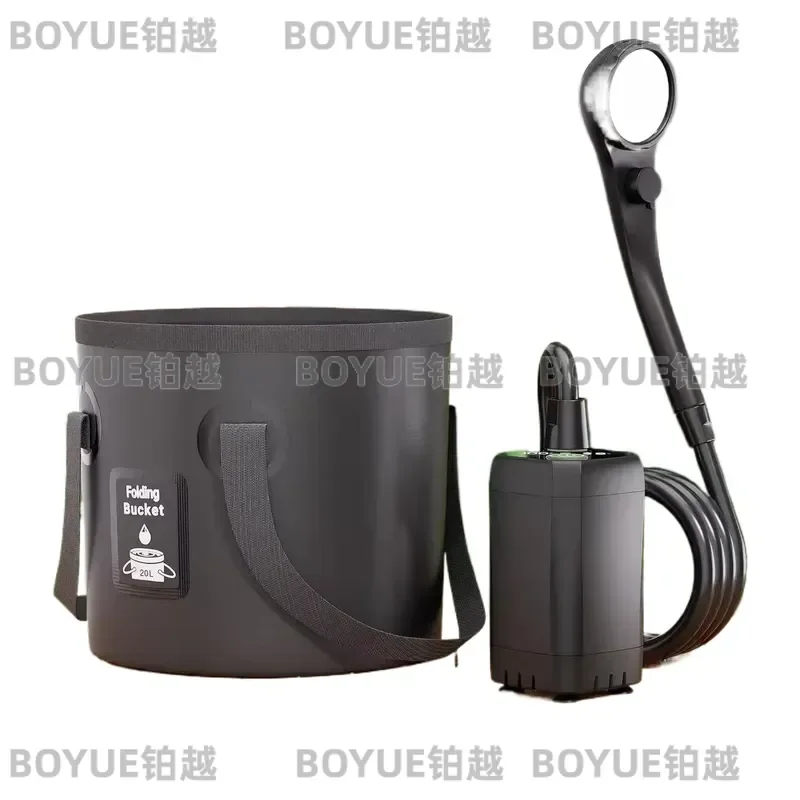 Portable Camping Shower Rechargeable Pump 6000mAh Outdoor Kit Foldable Water Bag for Travel RV Garden Hiking Beach