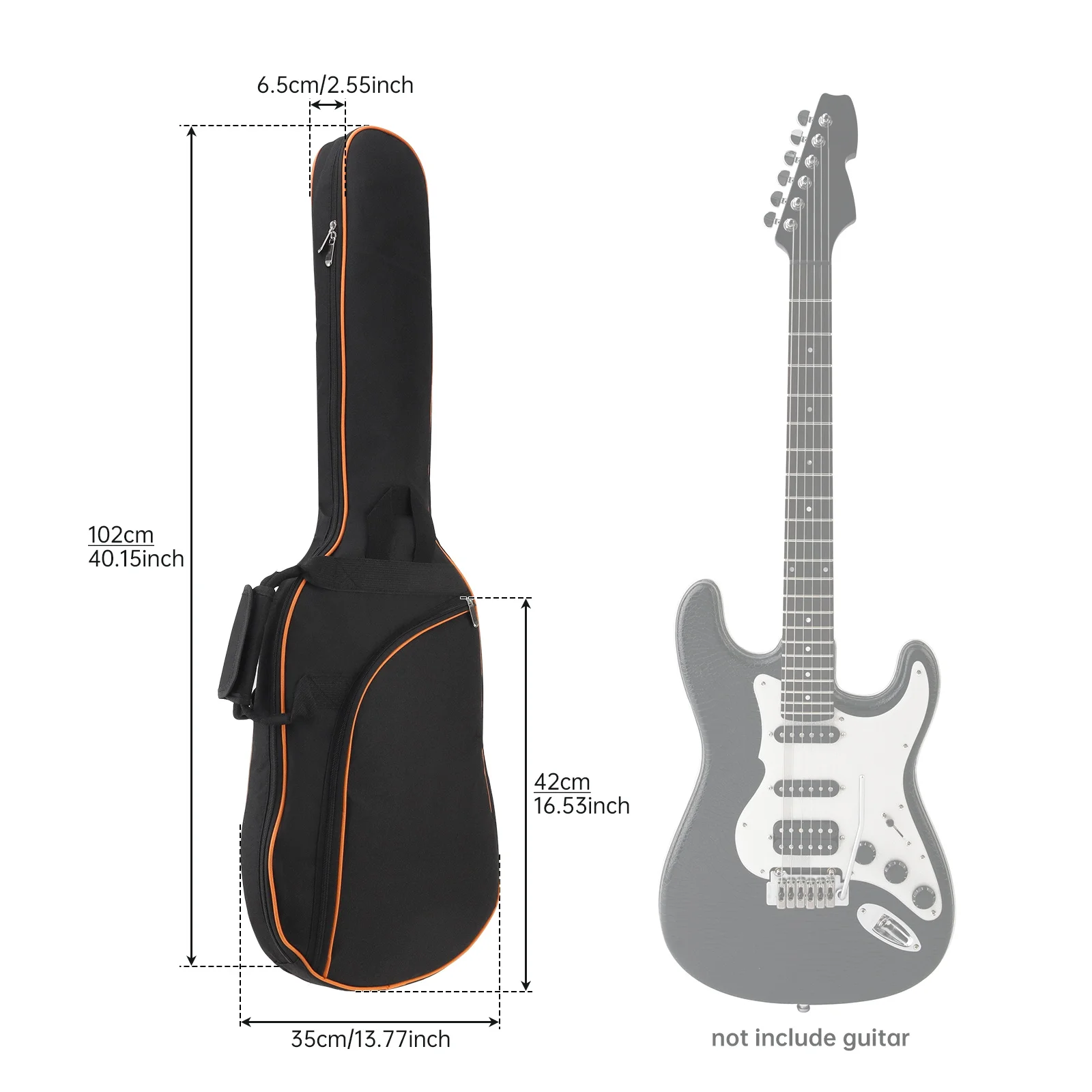 39-48 Zoll Oxford Stoff Pad 8-10mm Baumwolle Verdickung Doppel Riemen E-gitarre E-bass Fall, wasserdichte Abdeckung Rucksack – Detail 2