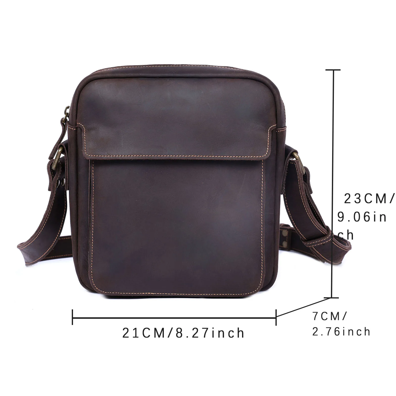 S.WORKER Vollnarbenleder Herren-Umhängetasche Vintage Crossbody Sling Bag für Männer – Detail 3