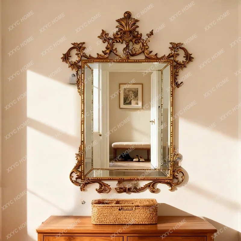 XX vintage makeup mirror fireplace wall carved court style decorative mirror bathroom mirror