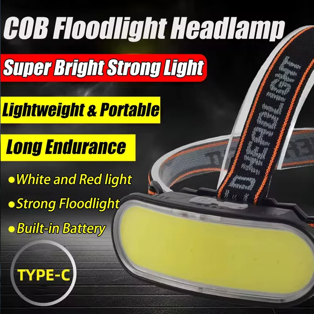 KX-310 COB LED Headlamp Floodlight USB Rechargeable Flashlight Head Lamp Waterproof for Camping Hiking Fishing Hunting Adventure