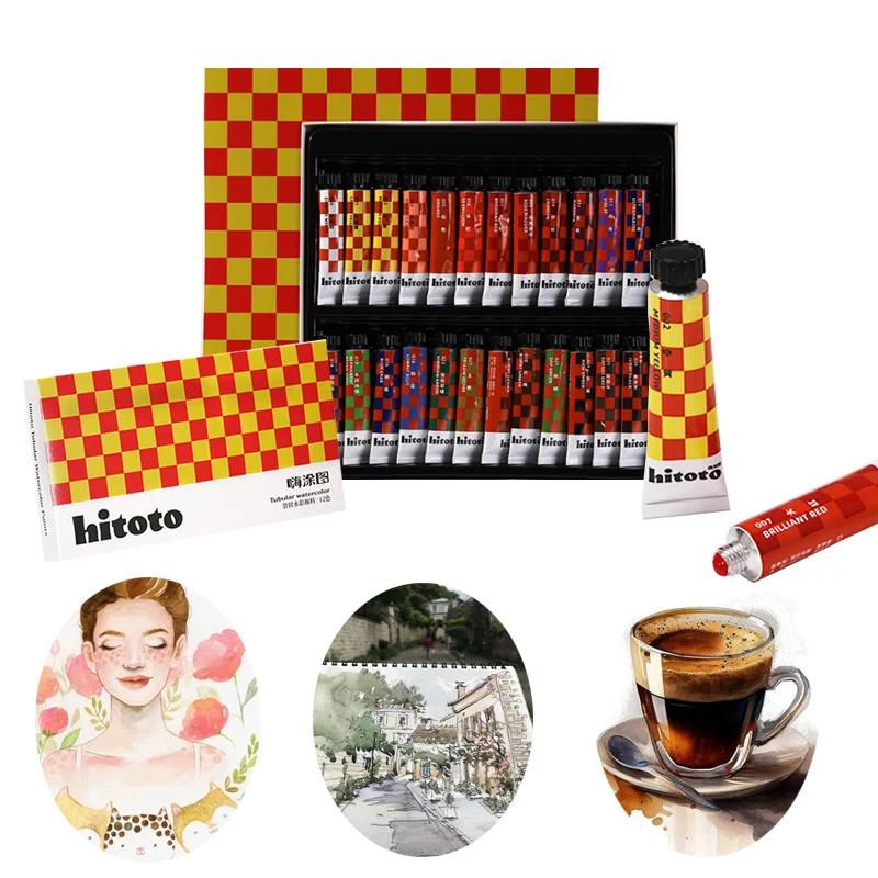 12ml 12/24/36 Color Watercolor Paint Set Easy To Clean Not Fade Easily for Outdoor Sketching Art Creation Student Exercises