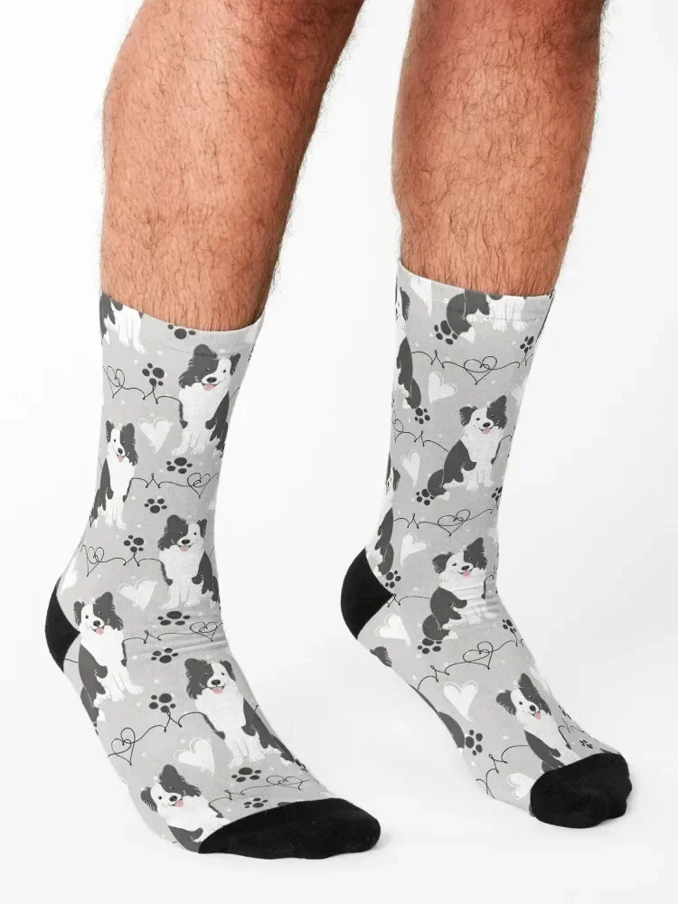 LOVE Border Collie – Schwarz und Weiß 4-Socken, Tennis, Luxus, Sport, Kinder, Mädchensocken, Herren