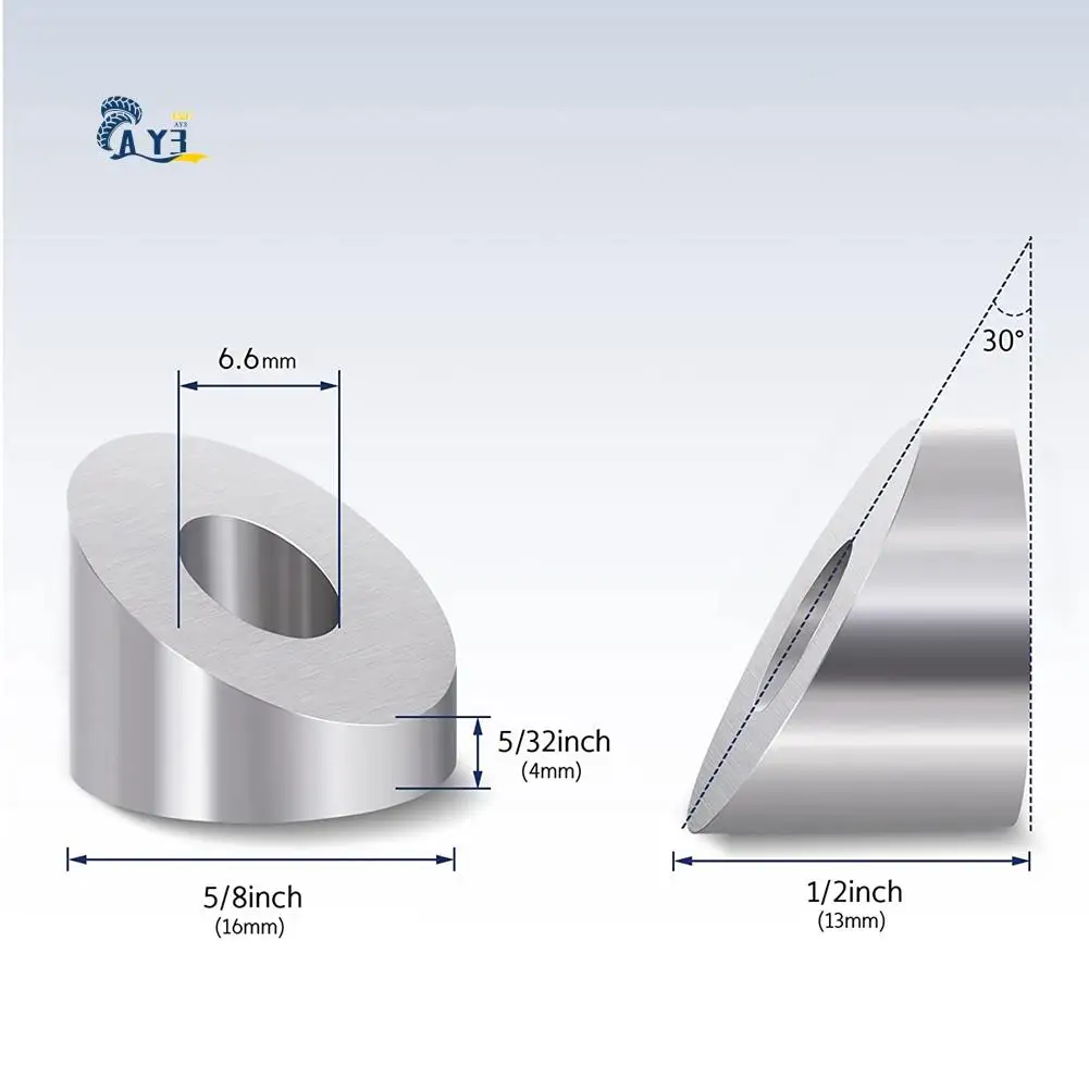 AY03-10 упаковок, угловая скошенная шайба из нержавеющей стали, 30 градусов, 1/4 дюйма/6,6 мм, шайба 30 градусов для комплекта кабельных перил