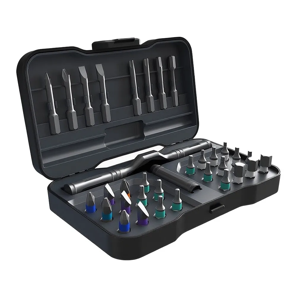 32-in-1 Ratchet Screwdriver Set with For S2 Steel Bits Detachable Handle and Magnetic Bit Holders for Precision Work