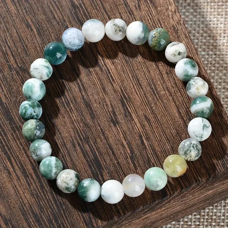 1 Piece of Depression Healing Crystal Bracelet. Dendritic Agate. Relieves Stress, Enhances Confidence and Eliminates Worry.