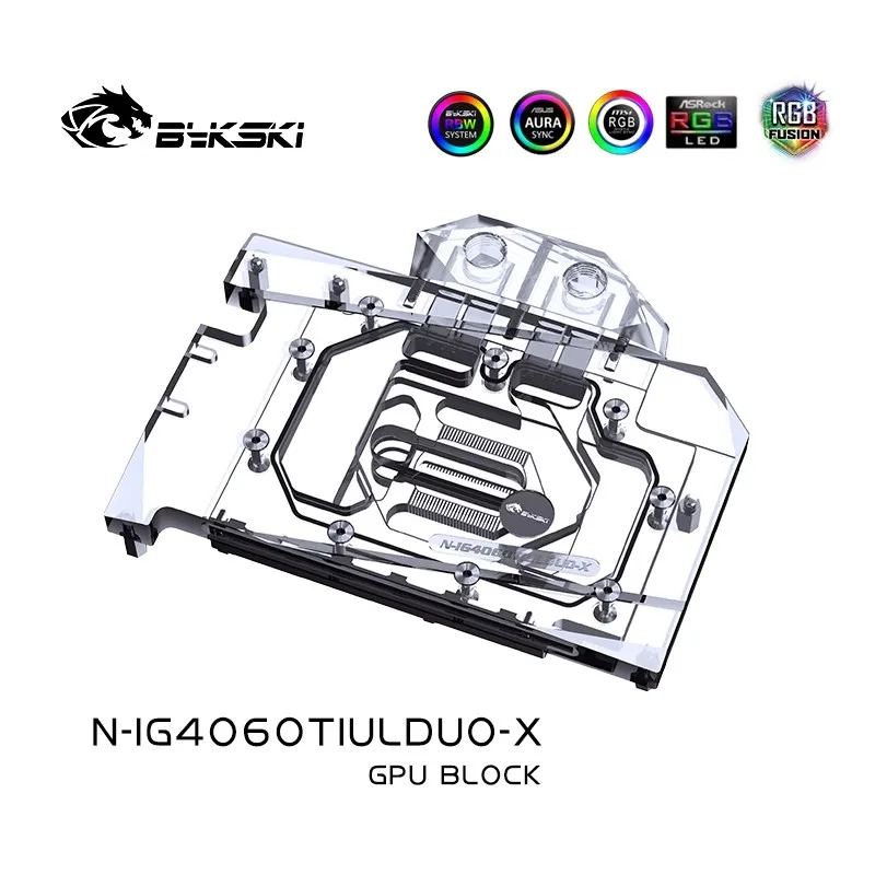 Bykski Water Block Use for Colorful GeForce RTX 4060 Ti Ultra W / DUO OC GPU Card/ Copper Cooler RGB Radiator/ N-IG4060TIULDUO-X