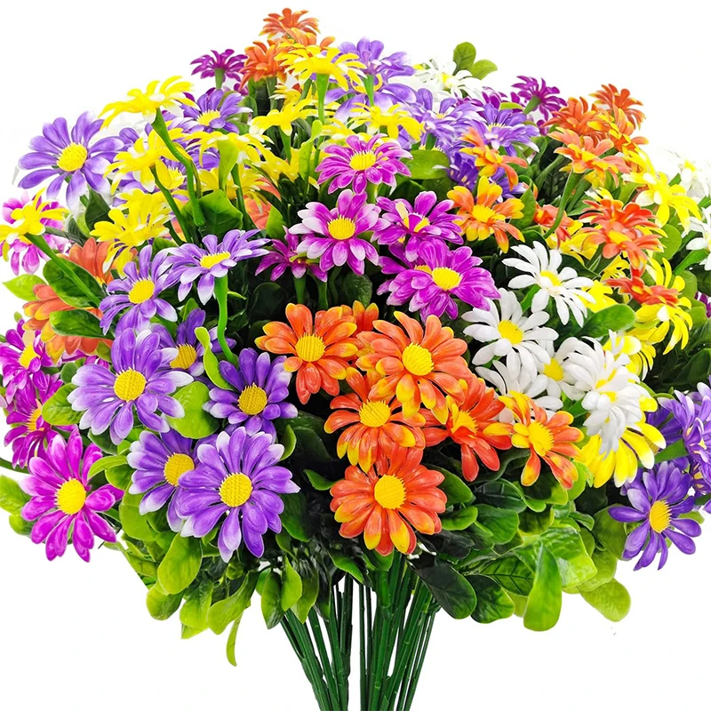 2/4 Piezas de Flores Artificiales de Margarita, Ramos de Flores Falsas de Plástico para Decoración del Hogar, Bodas, Jardín, Regalo del Día de la Madre