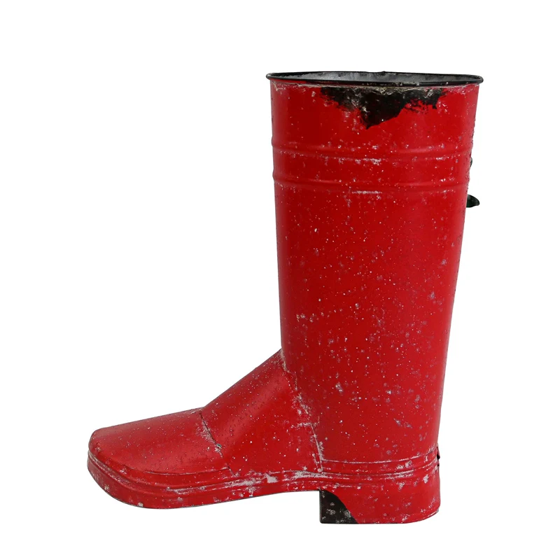 Outdoors Planters Flower Pots  Handmade Red Christmas Boots Metal Planters 2023 New Year Gift Party Decoration