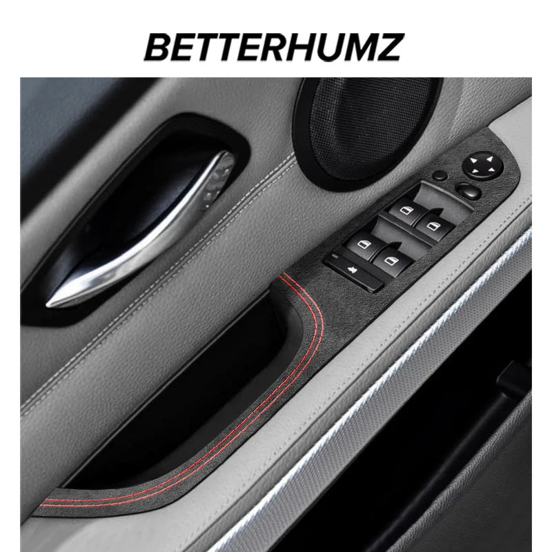 Betterhumz For BMW E92 E90 E93 Series 3 Made of Alcantara Car Interior Window Lift Panel Trim Sticker Decals Tuning Accessories