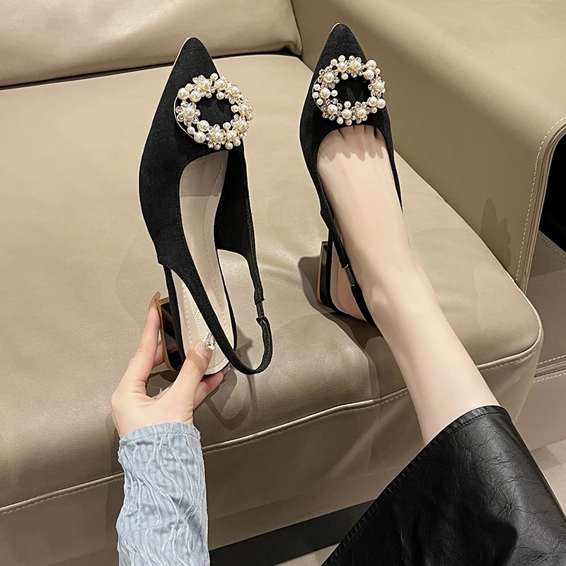 

Women's Summer New Sexy Pointed Toe Simple Solid Color High Heels Outdoor Casual Party Dress Womens Sandals Zapatillas Mujer