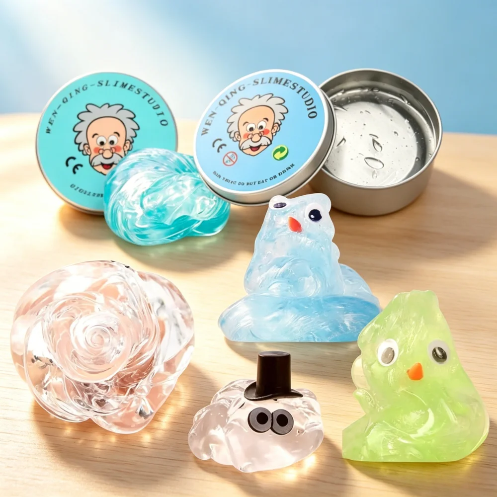 Clear Liquid Glass Slime Putty, Transparent Bouncing Slime, Non-sticky Stress Relief Toy for Students Adults DIY Handmade GiftS