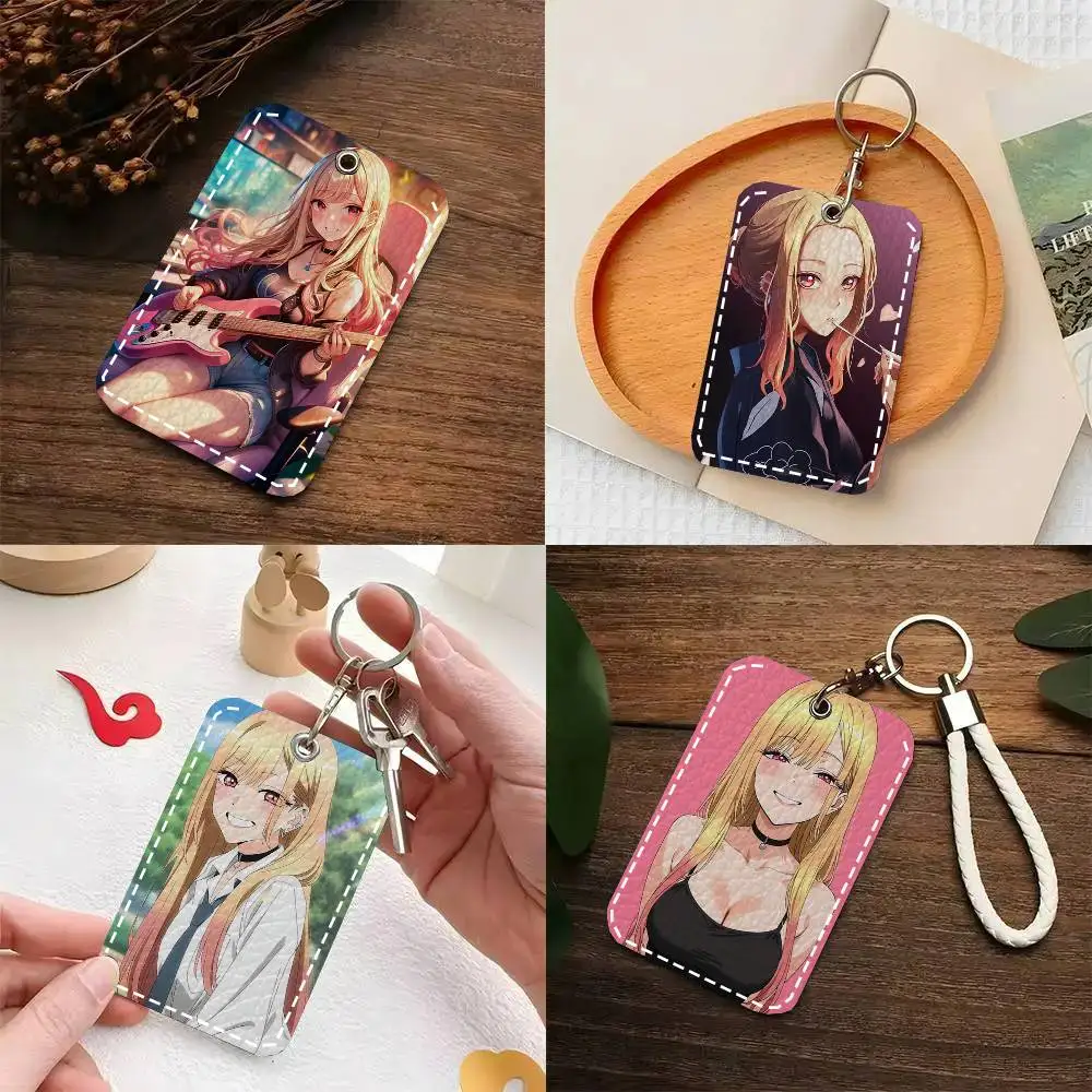 Japan Anime Marin Kitagawa Classic Card Wallet With Keychain Fashion Print Bank Card Protective Holder
