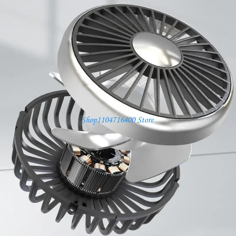 

y1gd Auto Headrest Ventilation Fan USB Charging Car Powerful Fan 360 Rotatable Fan