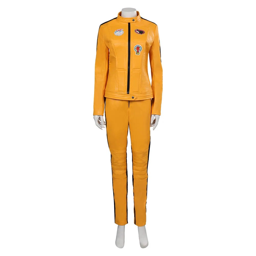 Kill Bill The Bride Cosplay Costume Yellow Coat Jacket Pants Adult Women Outfits Halloween Carnival Rolepaly Suit Free Return