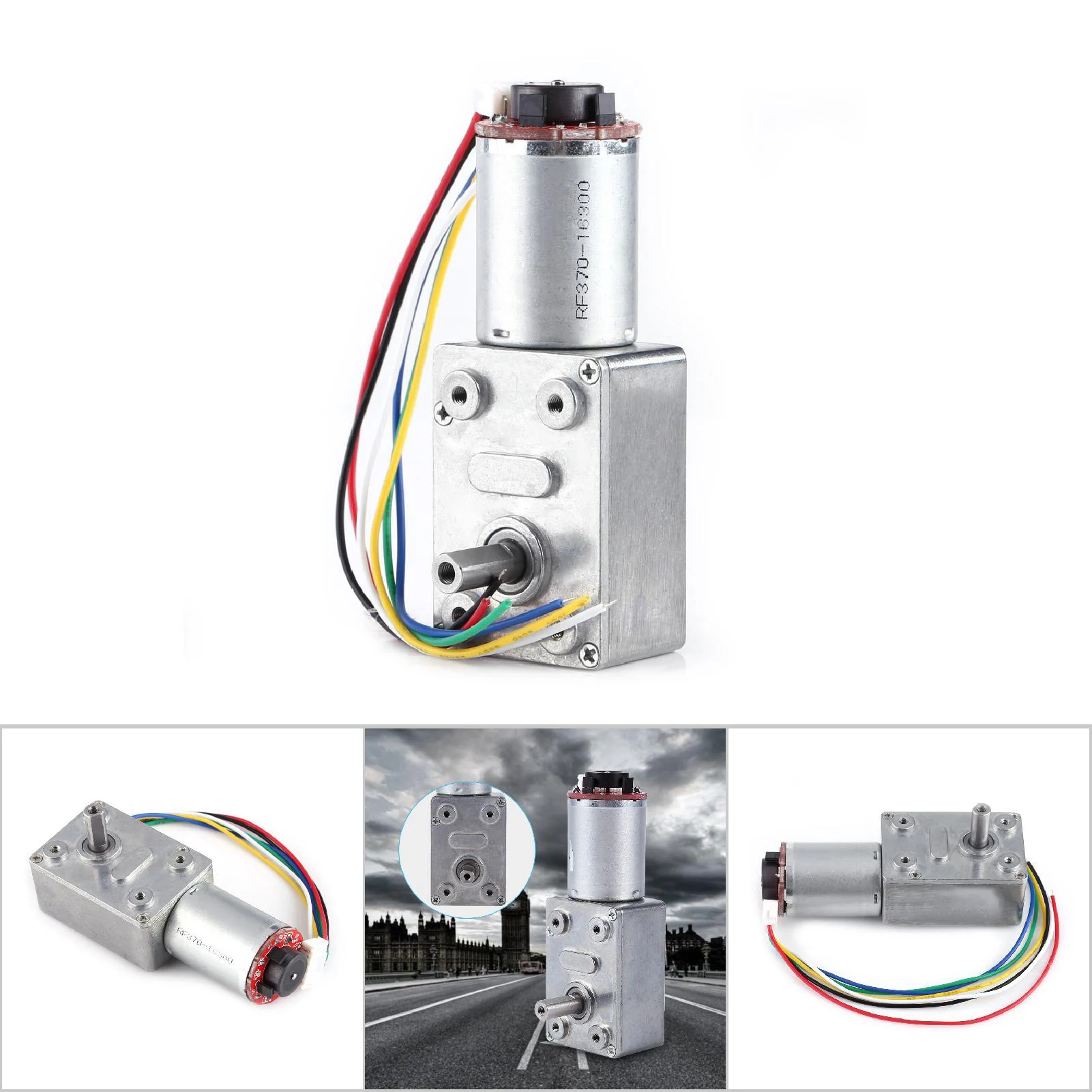 12V High  Worm Geared Motor Reduction Motor with Encoder Srong Self Locking Electric Gear Box  Motor Reduction Motor
