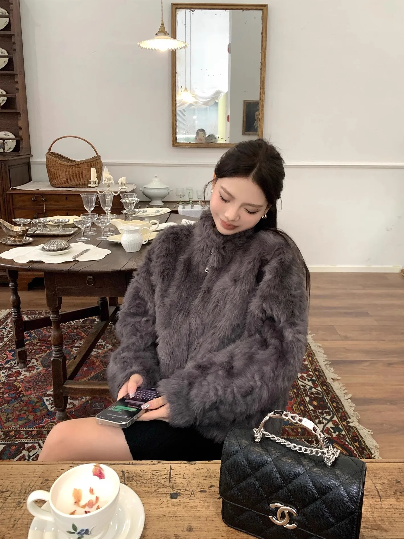 

Женская модная теплая верхняя одежда EU IIWAN: Экологичная шуба с воротником-стойкой на молнии, прямой крой, длинный рукав, зимняя коллекция