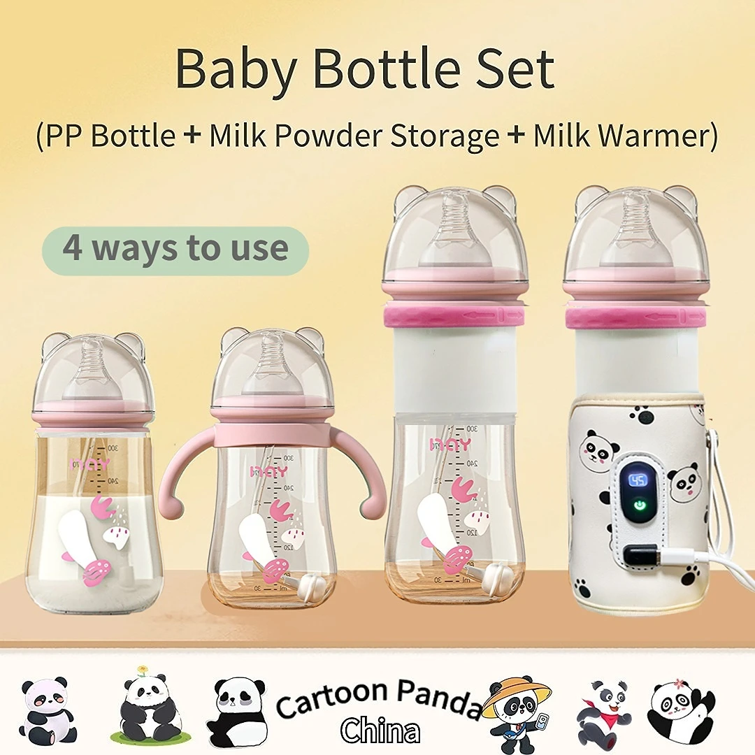 Baby bottle set children outdoor portable insulation 300 ml bottle milk warmer water powder separation fast milk patented design