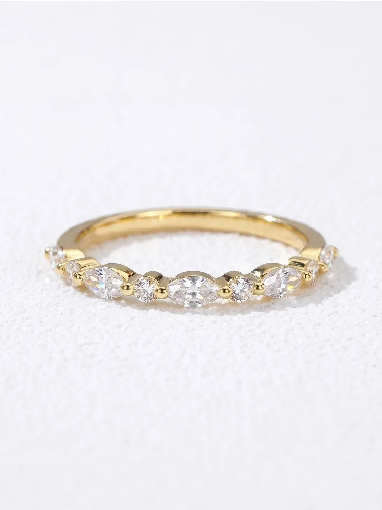 Eleganter 925 Sterling Silber Echter Moissanit Diamant Marquise Rund 2MM Ring für Damen, Alltag, Party, Mode, Hochwertiger Schmuck – Detail 5