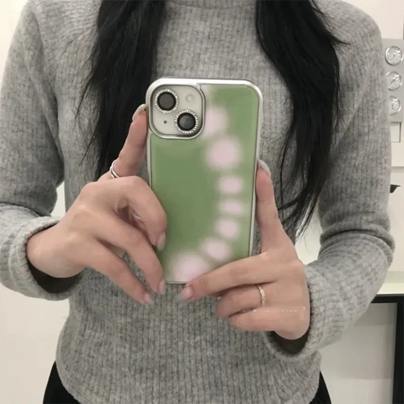 Niche Summer Matcha Green Pink Polka Dot Creative Fashion Couple Phone Case For Samsung S26 PLUS 25 EDGE 24 FE 23 ULTRA Cover