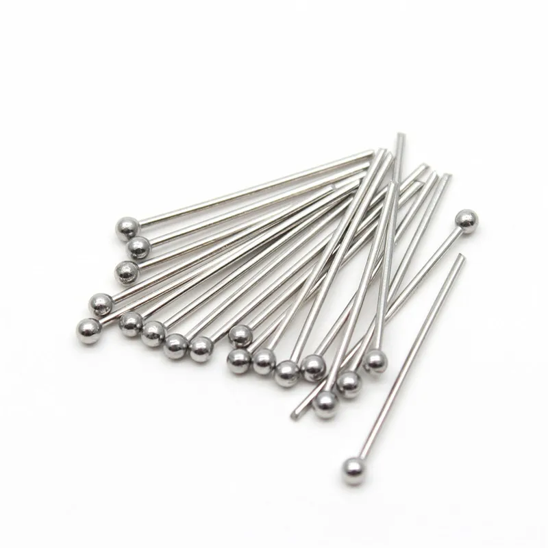 50 Pieces Stainless Steel Ball Needle 20/30/40mm Bead Needle Earrings Pendant End Pin DIY Jewelry Making Accessories
