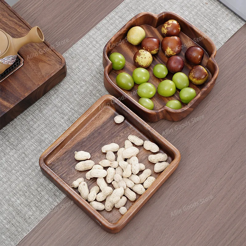 Walnut Nut Tray Tabletop Solid Wood Snacks Dried Fruit Snack Tray New Japanese Snacks Fruit Plate Snacks