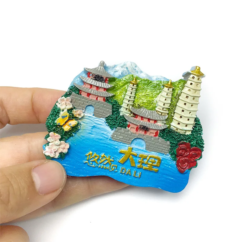 Chinese Style Yunnan Leisurely Dali Refrigerator Magnet Travel Souvenir Home High-Value 3D Decorative Item