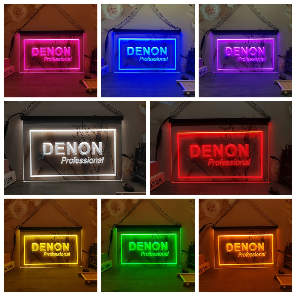 Denon Home Theater Audio-Vintage LED Neon Sign-Posters,3DCarving,Wall,Home,Room,Bedroom,Office,Farmhouse Decor