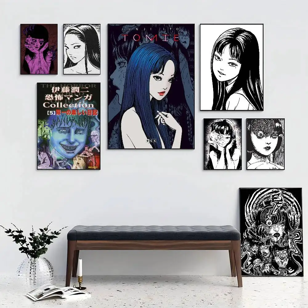 Black And White Ito Junji Tomie Posters Living Room Bar Cafe Quality Canvas Vintage Style Comics Painting Art Home Wall Decor