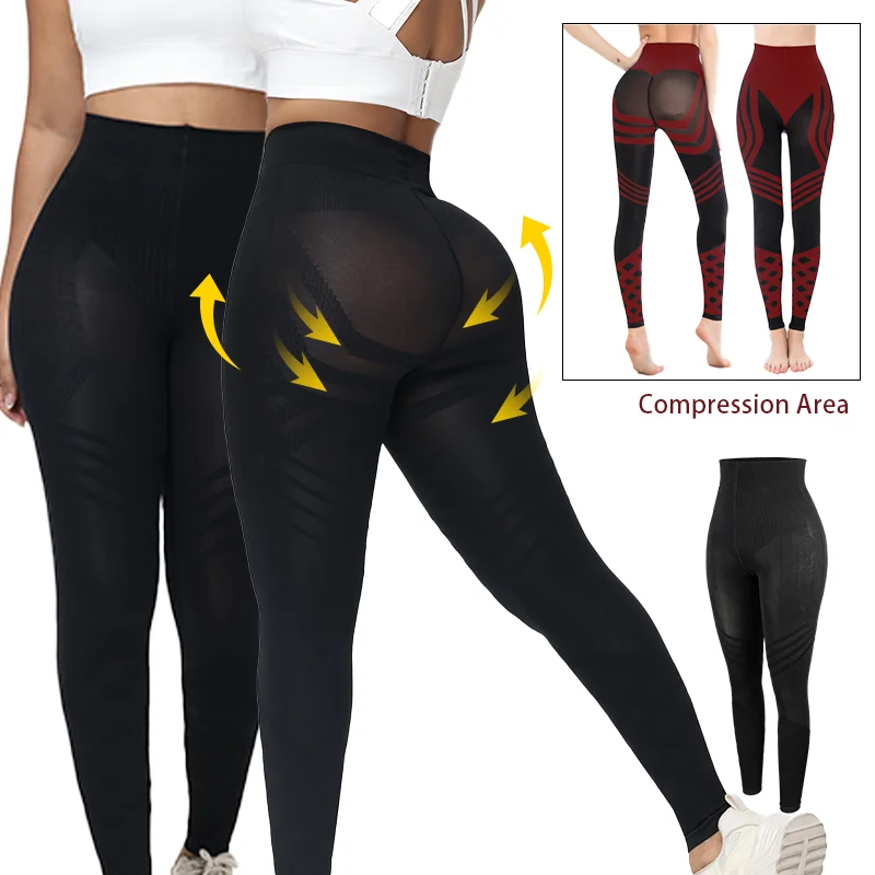 Shapewear Streifen Kompression Legging Hohe Taille Sexy Body Shaper Bauch-steuer Butt Heber Frauen Hohe Stretch Sculpting Schlanker