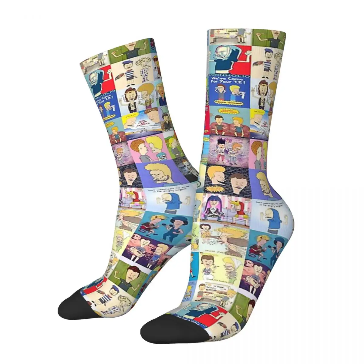 Hip Hop Retro All Moments Crazy Men's Socks Unisex Beavis and Butt Head TV Harajuku Pattern Printed Novelty Crew Sock Boys Gift