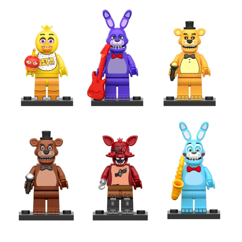 6 Peças de Figuras de Ação FNAF de Five Nights, Brinquedos Montáveis DIY, Modelo de Jogo, Presentes de Aniversário Infantis