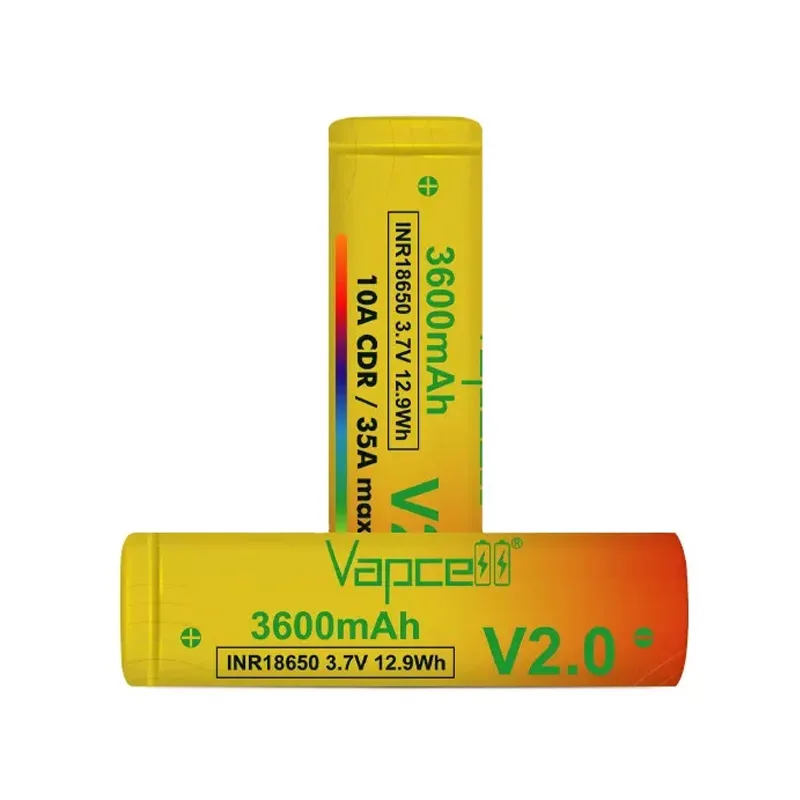 Original Vapcell INR 18650 Battery V2.0 3600mAh CDR 10A Max 35A 3.7V High Power Rechargeable Li-ion Battery For Flashlight Toys