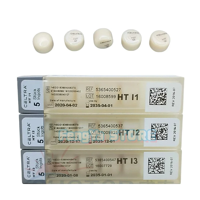 5Pcs/Box Original Sirona Celtra Press Ingots Dental Lab Zirconia-Reinforced Lithium Silicate Material Glass Ceramic Ingots