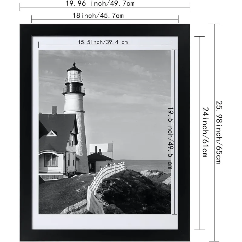 Picrit 18x24 Photo Frames 3 Pack, Black Poster Frames, Display Posters 16 x 20 with Mat or 18 x 24 without Mat