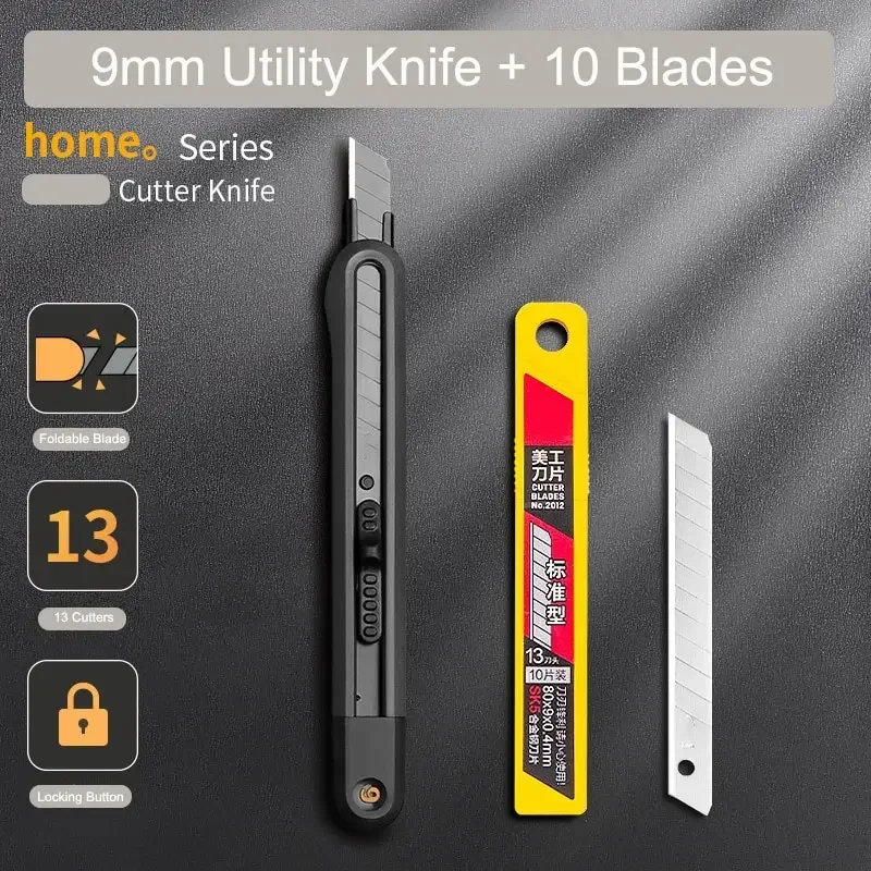 Stationery 1Pcs Utility Knife 10Pcs Blade Pocket Knife Paper Cutting Paper Cutting Fast Knife Carton Cutting Machine