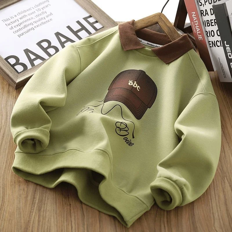 

Autumn Sweatshirt Boys Polo Shirt Spring Children's Lapel Long Sleeve Pullovers 2-14 Years Kids Fashion Sports Tops Teen Clothe