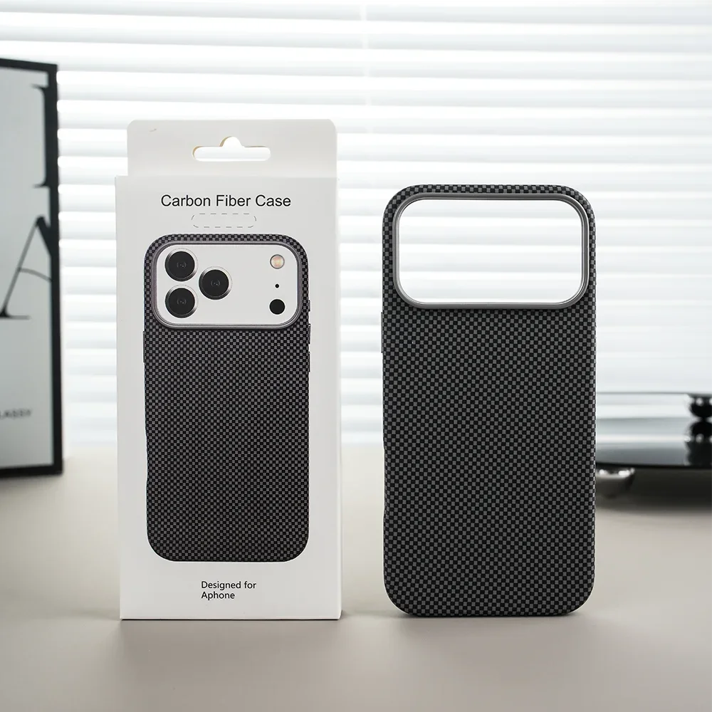 High Quality Carbon Fiber Texture Leather Checkered Magnetic Phone Case For IPhone 17 Pro Max 16 15 14 For Magsafe Protect Cover view 4