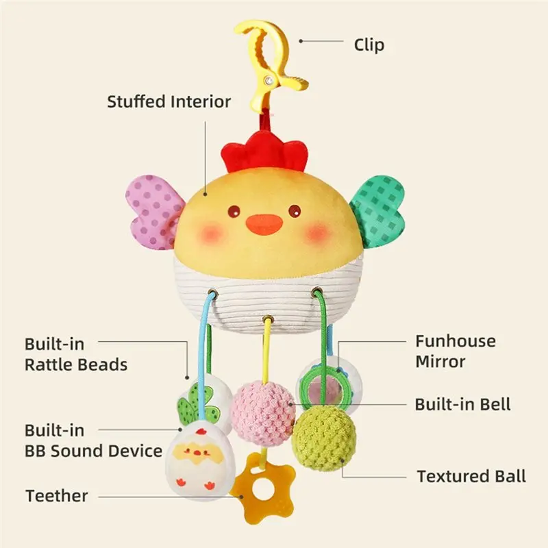 Best Polyester Chick Pull String Baby Teething , Birthday Gift Enhancing Color Recognition, Hand-Eye Coordination, Motor Skil