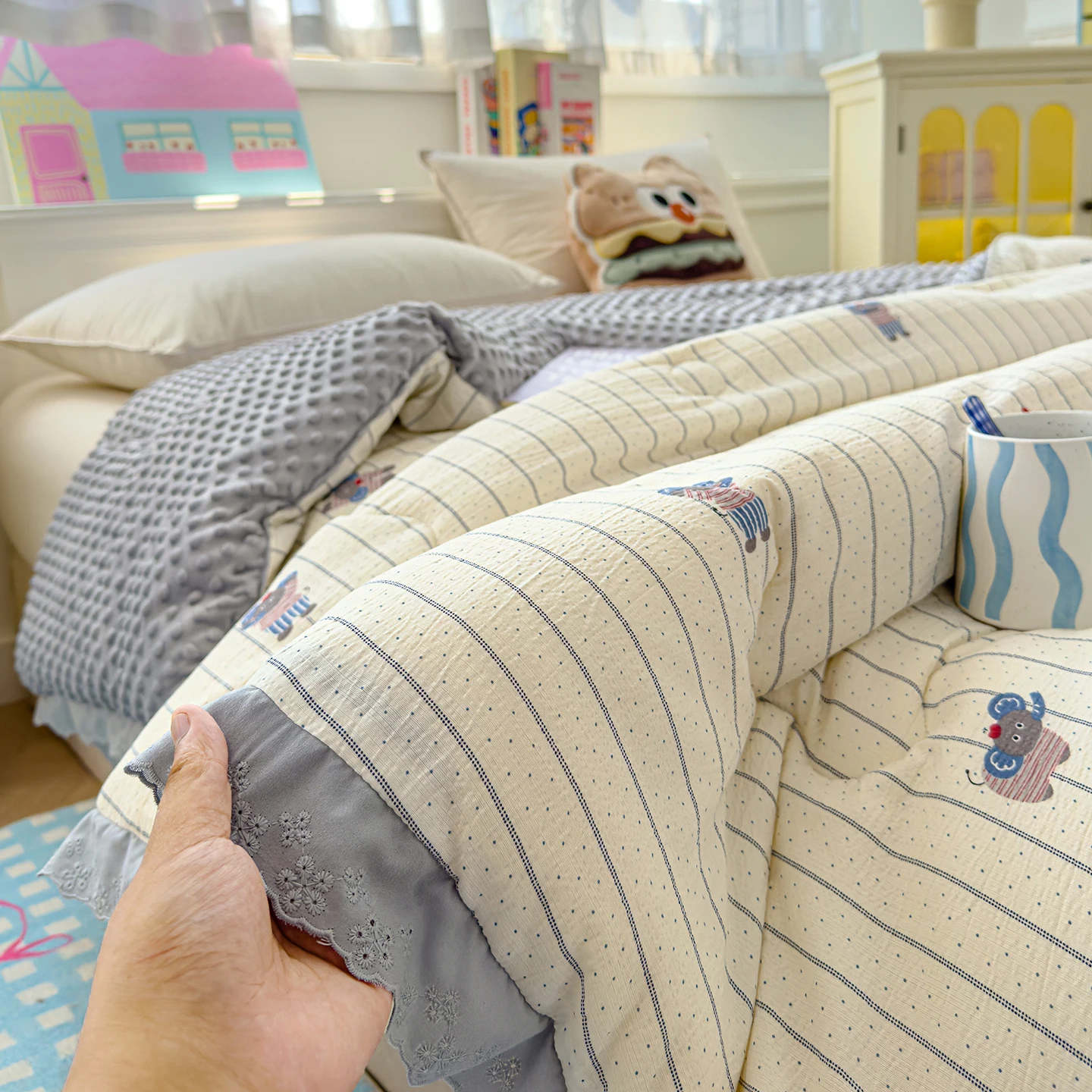 A-Class Baby Level Machine Washable Thickened Soybean Blanket Spring Autumn Winter Cotton Blanket Integrated Bean Bean Blanket