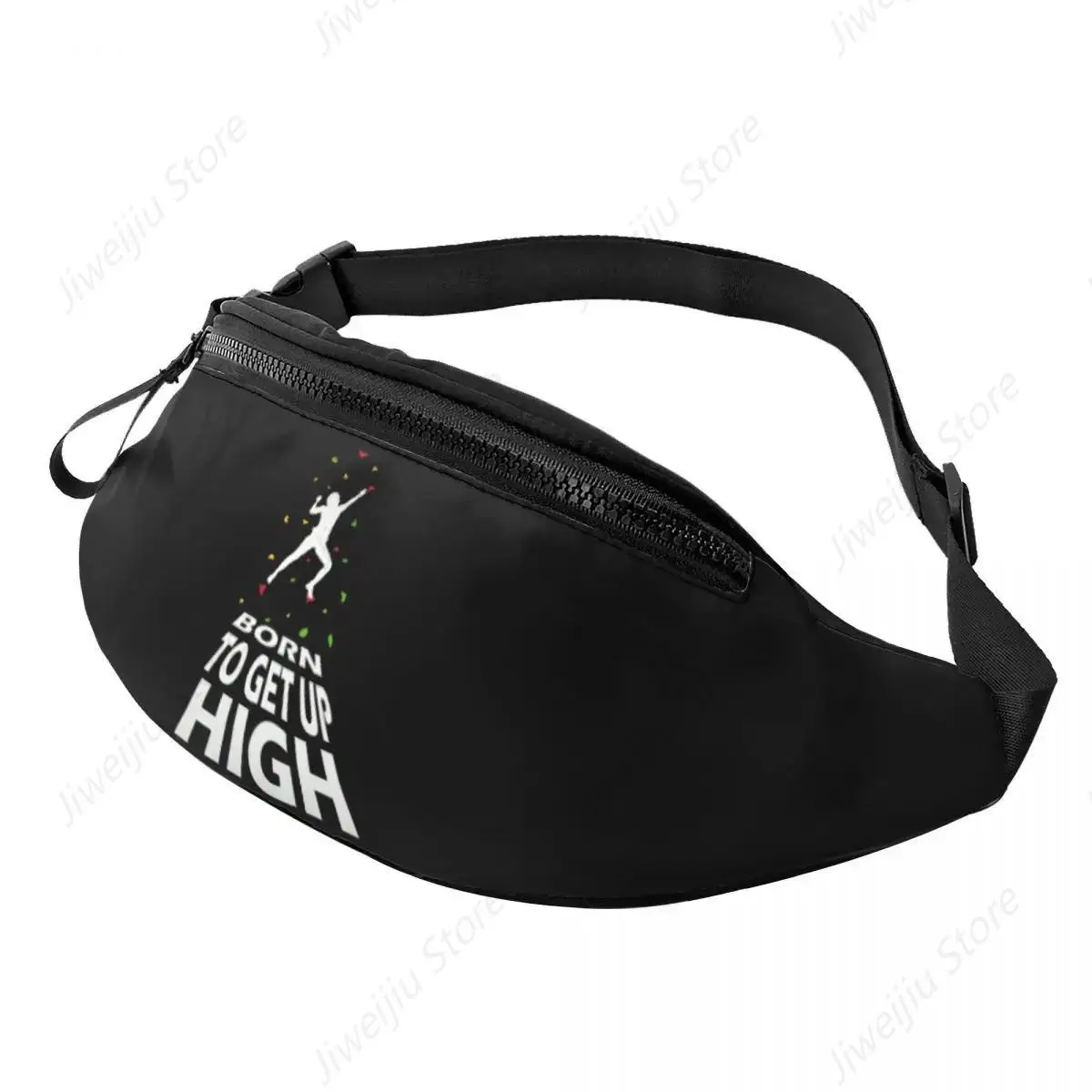 Born To Get Up High Bouldering Fanny Pack Women Men Cool Rock Climbing Crossbody Waist Bag for Camping Biking Phone Money Pouch